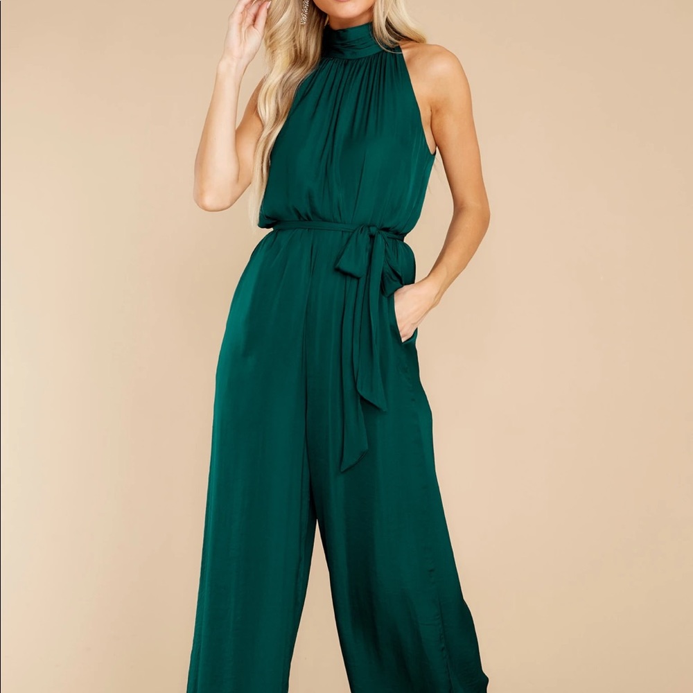 Green satin jumpsuit sold out online
